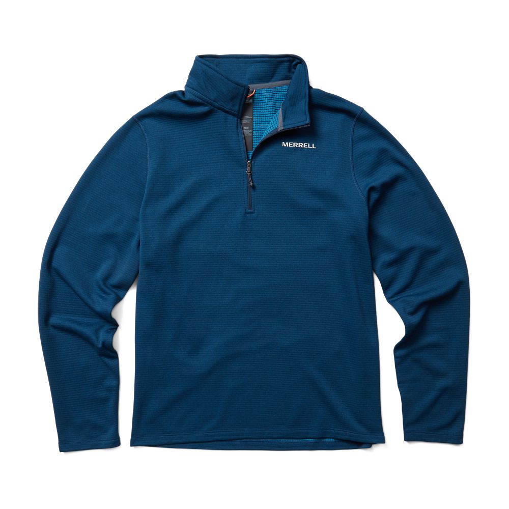 Merrell Terrain Geotex 1/4 Zip Kapucnis Pulóver Férfi Sötétkék | ME0029-HU