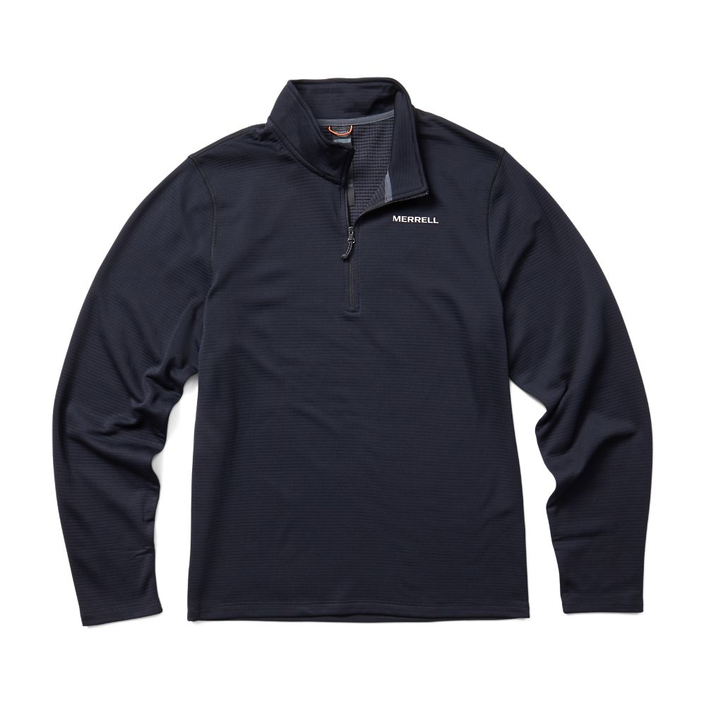 Merrell Terrain Geotex 1/4 Zip Kapucnis Pulóver Férfi Fekete | ME0031-HU