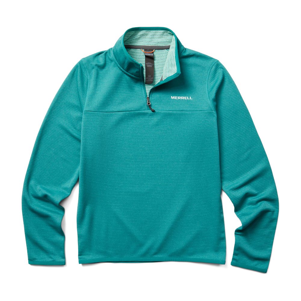 Merrell Terrain Geotex 1/4 Zip Kapucnis Pulóver Női Aqua | ME0619-HU