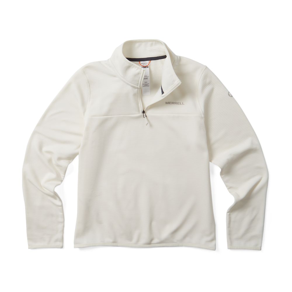 Merrell Terrain Geotex 1/4 Zip Kapucnis Pulóver Női Fehér | ME0621-HU