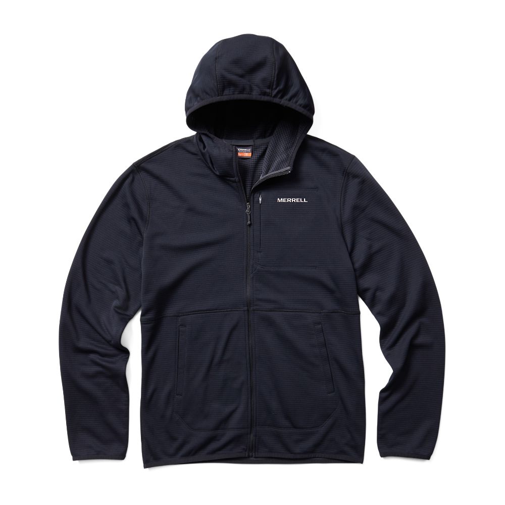 Merrell Terrain Geotex Full Zip Kapucnis Pulóver Férfi Fekete | ME0035-HU