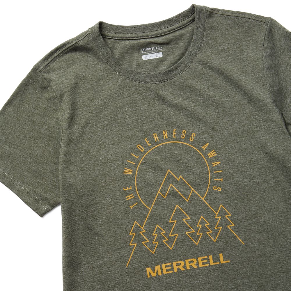 Merrell The Wilderness Awaits T-Shirts Női Olivazöld | ME0695-HU