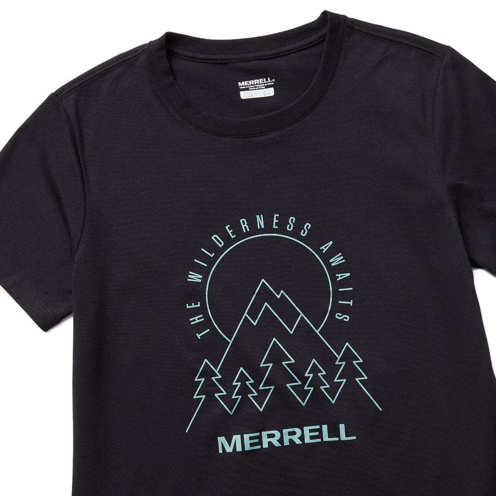 Merrell The Wilderness Awaits T-Shirts Női Fekete | ME0697-HU