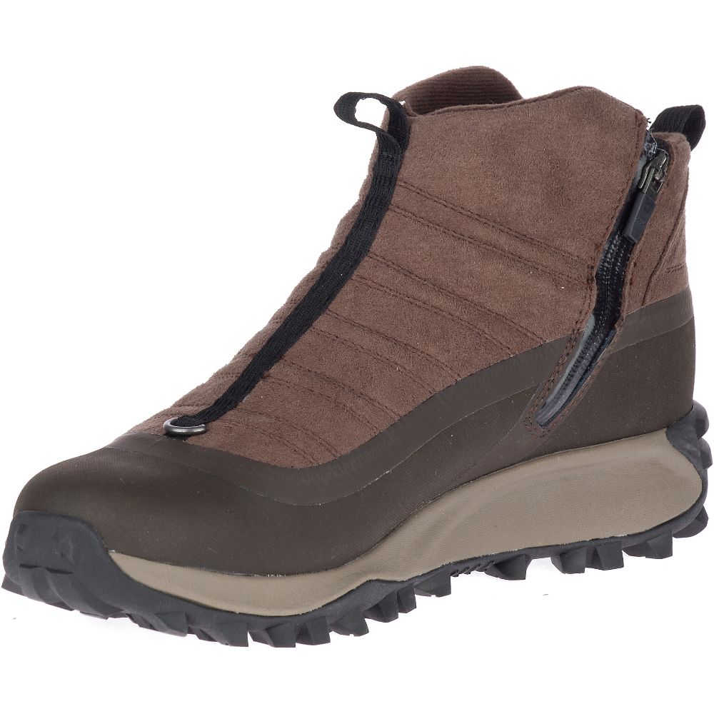 Merrell Thermo Snowdrift Zip Mid Shell Csizma Férfi Barna | ME0152-HU